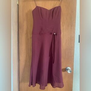 David’s Bridal Burgundy Spaghetti Strap Dress 2